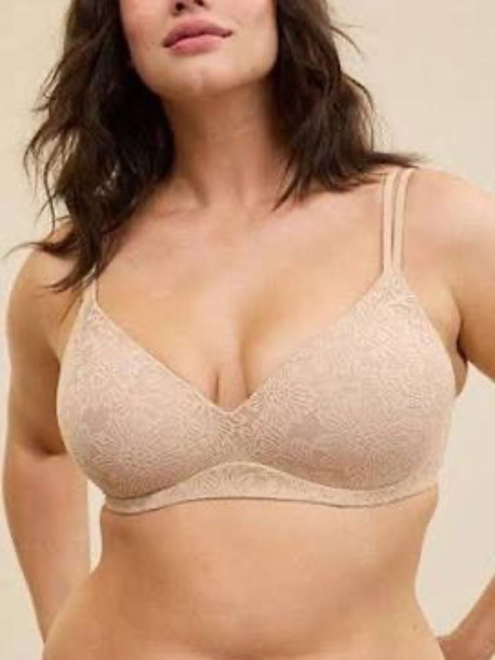 Brand New AERIE Beige Sunnie Bloom Lace Wireless Bra - Beige Size 38C